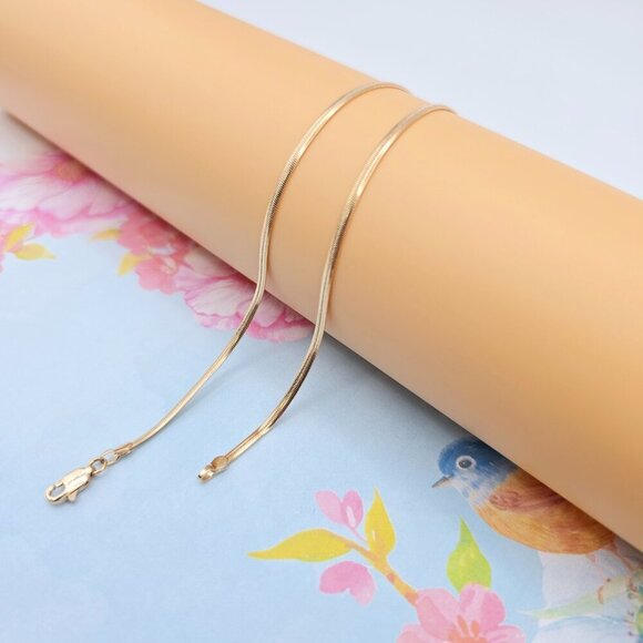 "Minimalist Rose Gold Snake Chain Necklace for Women, 17.7 Inch Length, XPNL0080 - Picture 7 of 12